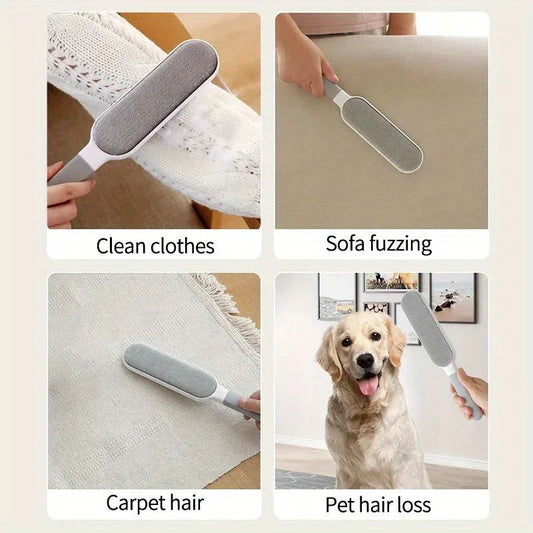 Removedor de pelos de animais de estimação de dupla face, escova adesiva eletrostática manual, para limpeza de gatos, roupas, sofás, móveis e carpetes.